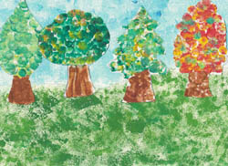 bosco con pittura a dita